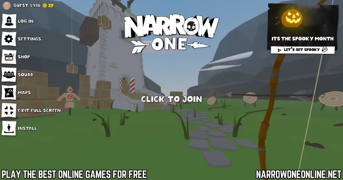 Narrow One main menu screen showing castle training area and click to join button