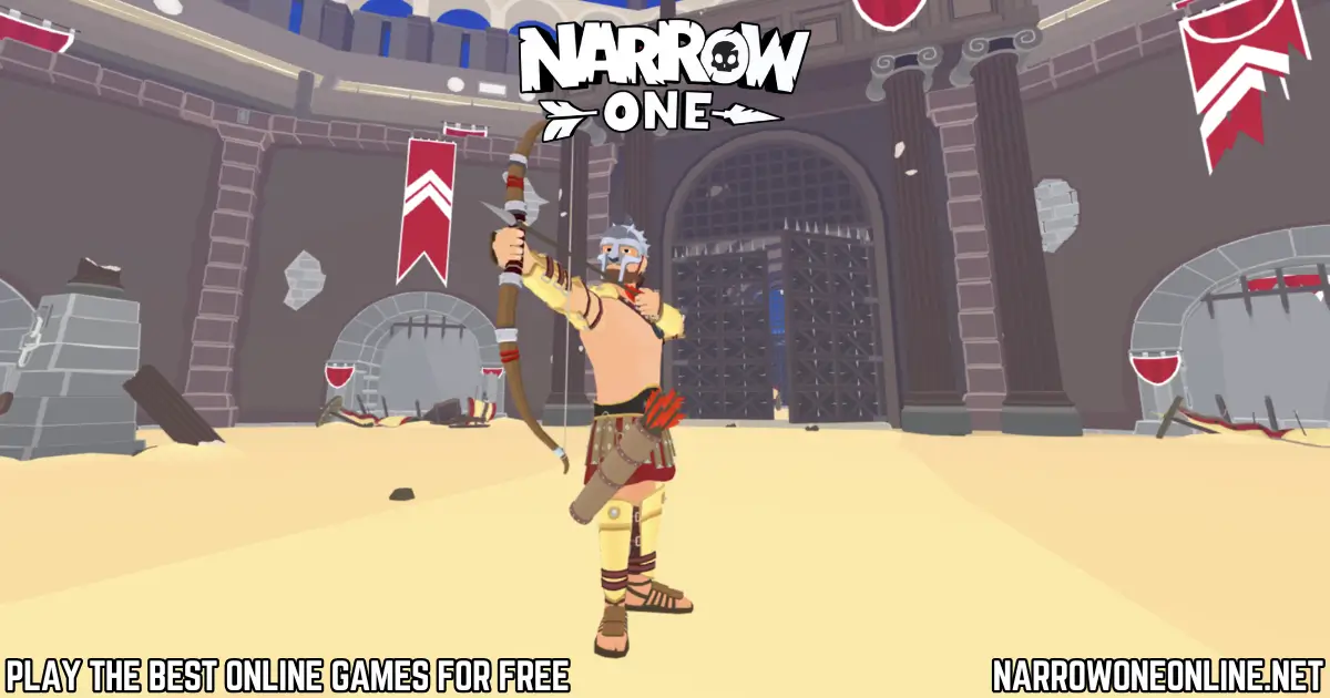Narrow One archer in arena map aiming with bow during battle