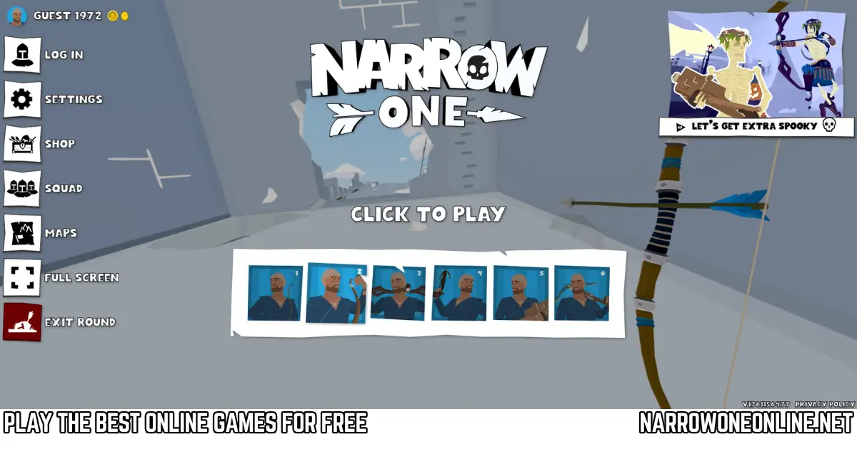 Narrow One click to play screen with archer selection options