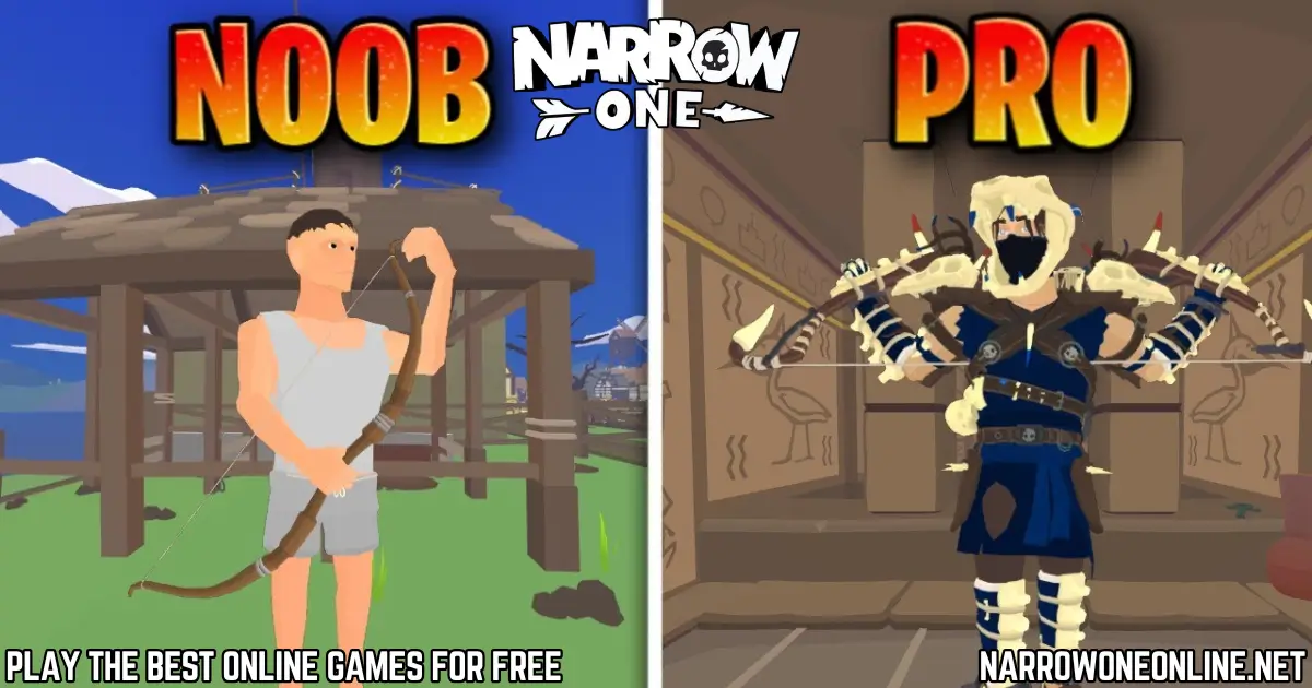 Narrow One noob vs pro comparison showing beginner and advanced archer gear