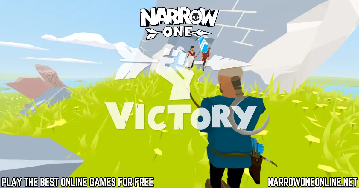 Narrow One victory screen showing player holding bow after winning the match